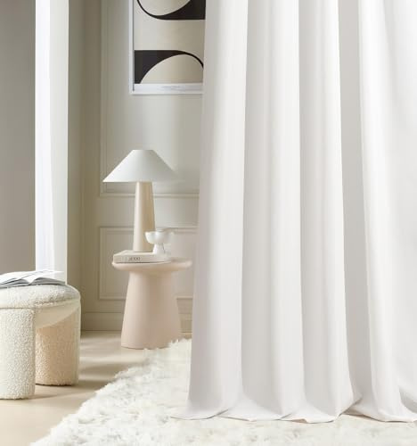 ROOM99 Aura - Cortina con Cinta fruncidora (140 x 250 cm, Ancho x Alto), oscurecimiento, Cortina corredera, Moderna, para salón, Dormitorio, Color Crudo, 1 Unidad