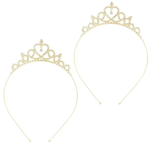 AFCJLTO Lot de 2 diadèmes de princesse, Couronne de princesse en perles - Tiaras de costume de fille,Accessoires de coiffure,Couronne de princesse en forme de cœur