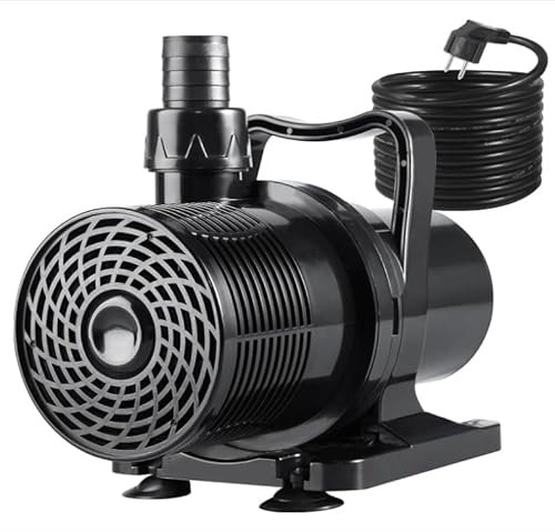 Tauchpumpe 14000L/H (MAX) 130W Wasserpumpe,Automatisch Ein Aus Teichpumpe, Aquarium Pumpe mit 3 Düse, Springbrunnenpumpe für Statuen, Brunnen, Teiche, Bachlaufpumpe Max Förderhöhe 9 m
