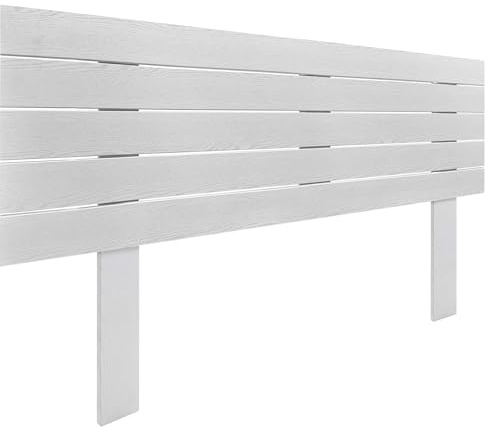 DHOME Testiera in Legno Riciclato DM con Gambe Stile Pallet Orizzontale Letto Pallet Supporti inclusi(Legno Bianco, 160cm)