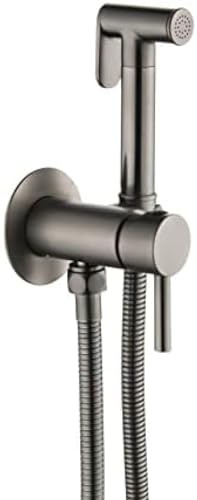 Handheld Bidet Sprayer for Toilet Wall Mounted Hot and Cold Faucet Cloth Diaper Sprayer Kit Gunmetal Gray