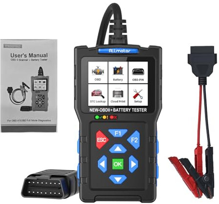 ALLmeter 2-in-1 OBD2 Scanner & Battery Tester Pro - 12V/24V Vehicle Diagnostics 2.8 HD Screen with 2000CCA Analysis, 97% Car Compatibility, 10 Battery Standards (2025 Model)
