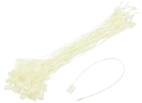 Kvartsman 140 stycken nylon hängande tagg snöre 6,7 tum snap-lock-stift slinga prisskylt-fastsättning plastetiketterbindningar etikettetiketter för kläder sladd med snöre kräm