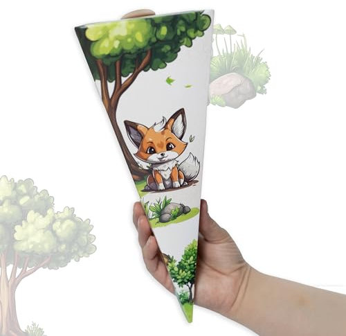 TOBJA Mini Schultüte für Geschwister Waldtiere Design, Ideale Zuckertüte Jungen oder Mädchen, perfekt für Süßigkeiten | Kleine Schultüte für Schwester oder Bruder