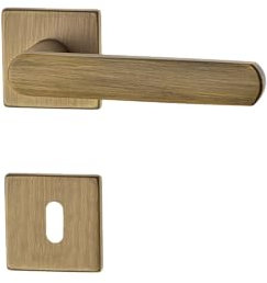 Ghidini Maniglia per porte interne NION, zama, in diverse finiture, con rosetta tonda Ø 50x5 mm e bocchetta foto CHIAVE, adatta per porte con spessore di 38-42mm (Z-BGO)