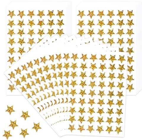 1620 Pcs Gommettes Étoiles Dorées, Autocollants en Forme d'Étoiles pour Enfants, Brillantes Stickers Gommettes Autocollantes pour Récompenser les Enfants, Décoration de Cartes, Emballages (15mm)
