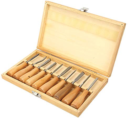 Spacnana Strumento per la Lavorazione del Legno, Set di Strumenti per Incisione del Legno Fatti a Mano con 10 Coltelli e Scalpelli da Intaglio di Precisione per Progetti di Lavorazione del Fai da Te
