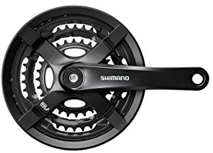 Plato triple con biela para bicicleta todo terreno, de Shimano Tourney FC-TY501., 170MM, 42X34X24T W/CG, Negro