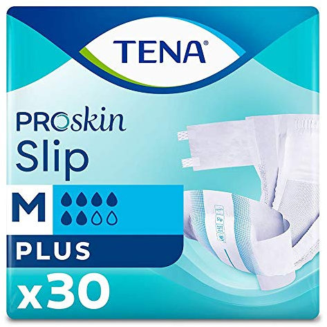 TENA, M (lot de 1), White ProSkin Slip Plus Medium pour incontinence, 30 pièces