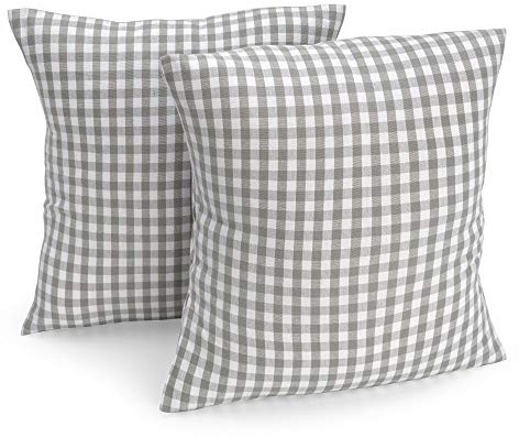 FILU Kissenbezug 50 x 50 cm 2er Pack (Farbe wählbar) Grau/Weiß kariert - Kissenhülle, Kissen, Sofakissen, Dekokissen, Sitzkissen, 100% Baumwolle, Deko für jeden Raum, Garten und Terrasse