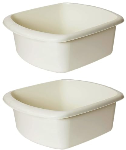 VR7 Plastic Washing Up Bowl Rectangular Cream Washing Bowl for Sink Kitchen Basin Mixing Dish