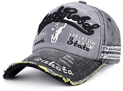 Unisex Vintage Baseball Cap Cotton Sun Hat Adjustable Distressed Snapback Cap Edge Grinding Do Old Hat Travel Peak Cap Outdoor Sports Cap for Women Men Running Fishing Hiking Camping Beach 55-60CM