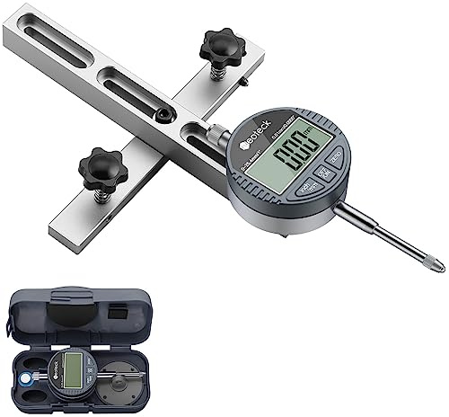 Neoteck 25,4 mm digital urtavlingsindikatorbordssågmätare med 8 cm lång anodiserad aluminiumstång för justering och kalibrering av arbetsbutik maskiner, bordssågar bandsågar och borrpress-silver