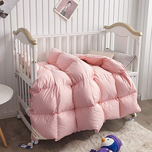 Kinderbettdecke, Daunen, leicht, weiße Gänsefedern und Daunen, Bettdecke, 6 Tog, 100% Baumwolle, Anti-Staubmilben-Einzelbett, ganzjährig (Rosa, 100 x 120 cm)