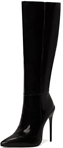 Smilice Women Sexy Stiletto Heel Long Boots Pointed Knee High Boots