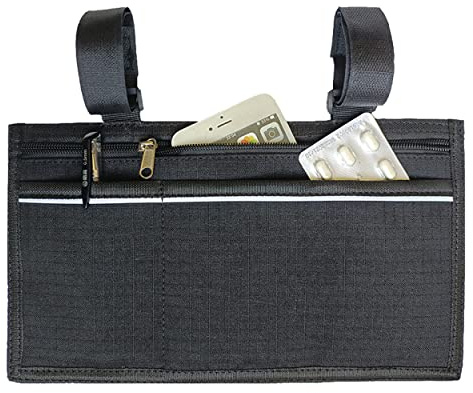 Wheelchair Side Organizer Storage Bag, Waterproof Armrest Pouch with Cup Hold and Reflective Strip, Waterproof Wheelchair Accessories Walkers Bags Suitable for Most Wheelchair Walkers Rollators