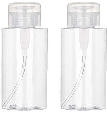 Shakeel 2 Pièces Flacon Pompe Vide 200ml - Distributeur pour Démaquillant Vernis à Ongles, Liquides - Transparent, Inversé