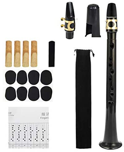 Benares Sassofono Tascabile | Pocket Saxophone Alto Sax con 4 Ance Borsa per Il Trasporto Strumento A Fiato per Principianti E Dilettanti | Esibirsi Ed Esercitarsi con Il Sassofono