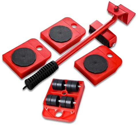 5PCS Furniture Movers Heavy Duty Lifter Tools Sliders Wheels Roller Set with Crowbar 150 kg/330 lb Capacity for Furniture,Refrigerator, Sofa, Cabinet