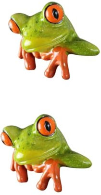 STOBAZA 2stücke Kreative Harzfigur Für Computer Witzige Desktop-Dekoration Grün Für Büro Heim Gaming Miniatur-froschornament Das Freude Und Entspannung Bringt