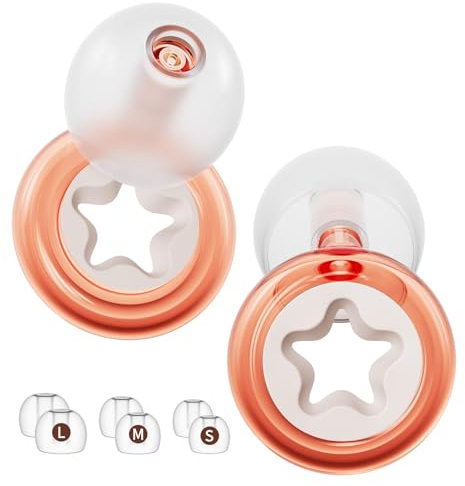 BelleVive Bouchons d'oreilles antibruit pour dormir, anneau transparent, protection auditive, réduction du bruit et lavables, bouchons d'oreille S-L, -26 dB, bouchons d'oreille de sommeil pour le