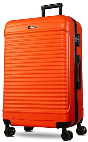 NOWI Las Palmas Koffer XL – 96L Ultraleicht-Hartschalenkoffer mit 8 Rollen 360° drehbar, Wasserabweisender Koffer mit Zahlenschloss, Rollkoffer groß für Reise (orange, XL)