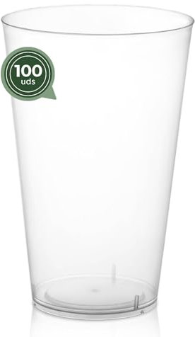 Maxi Products - 100 Vasos Cubata Anchos Plástico Reutilizables - 400 cc - Vasos Reciclables - Fiestas, Eventos y Celebraciones - VASO CUBATA ANCHO