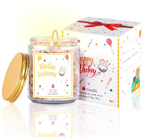 Geburtstagsgeschenk für Frauen, Duftkerze im Glas,Geburtstagskerzen mit Vanille-Duft, Geschenke für Frau, Freundin, Freund, Mama, Schwester, Tochter, Beste Freundin Geburtstag Geschenk (200g)