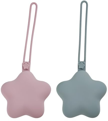 YUPZAR 2 Pcs Boîte à Sucette en Silicone,Rangement Sécurisé pour Tétines,Boite a Tetine Bebe,Sans BPA Accessoire Bébé de Haute Qualité pour Nourrissons et Jeunes Enfants,Adorables Formes D'étoiles