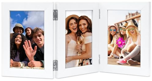 ROYUEXT Cadre photo collage 13x18cm cadre photo triple en bois pliable