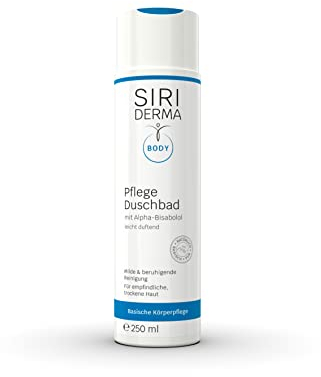 SIRIDERMA Pflege-Duschbad | Veganes, basisches Duschgel für trockene und empfindliche Haut | Auch bei Neurodermitis, Psoriasis (leicht duftend, 250 ml)