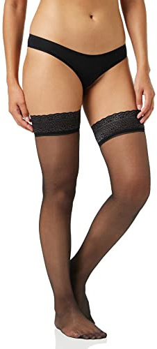 Dim Beauty Sublim Voile Brillant - Bas autofixants - 15 DEN - Femme - Noir - FR: 1 (Taille fabricant: 1)