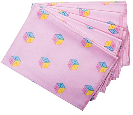 BABY-PLUS Molton Tuch 76x76cm,ABC-rosa 5er Pack