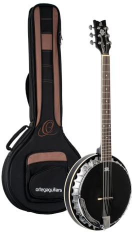 Ortega Banjo Raven Series 6-String Incluye funda y sistema Pickup Negro Incluye funda OBJE3506-SBK