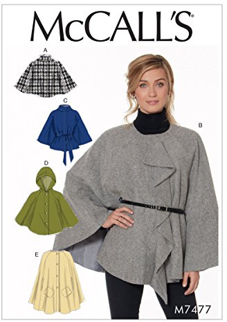 McCall 's Patterns Schnittmuster Cape und Gürtel, Mehrfarbig, Größen lrg-xxl-p, Mehrfarbig, 121 x 182 cm