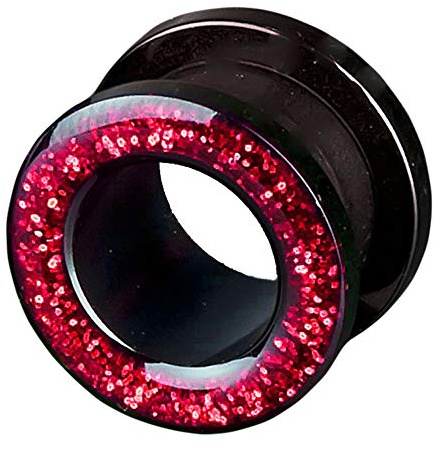 viva-adorno 1 st Flesh Tunnel Akryl Glitzerdesign för Skruvdragning Z2c - Röd, Akryl