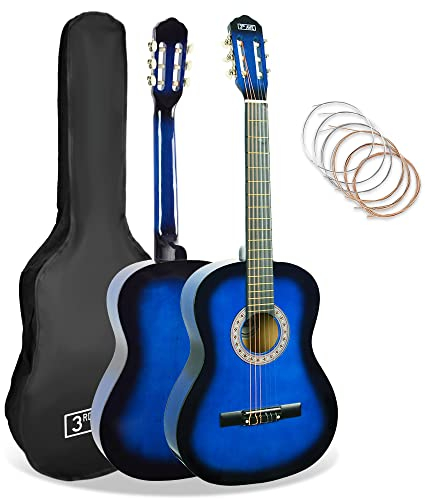 3rd Avenue 3/4-Größe Klassische Gitarre Für Kinder, Spanische Nylonsaiten, Einsteigerpaket – Blau