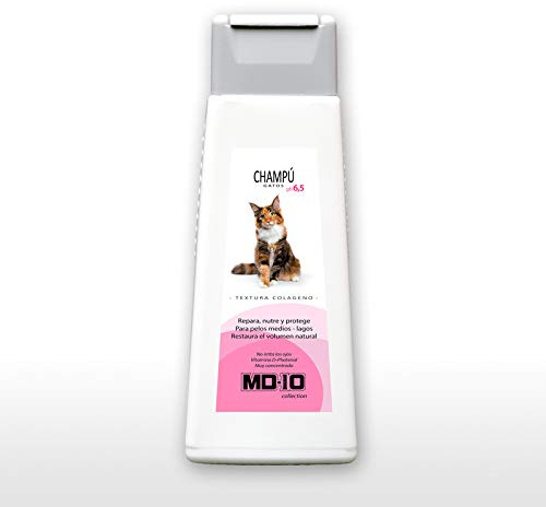 Champú para Gatos con Colágeno Hidrolizado - Champú Hidratante y Dermoprotector con Vitamina D-Pantenol - Repara, Hidrata y Protege - Volumen Moderado - pH Neutro - 300ml - MD10 Collection