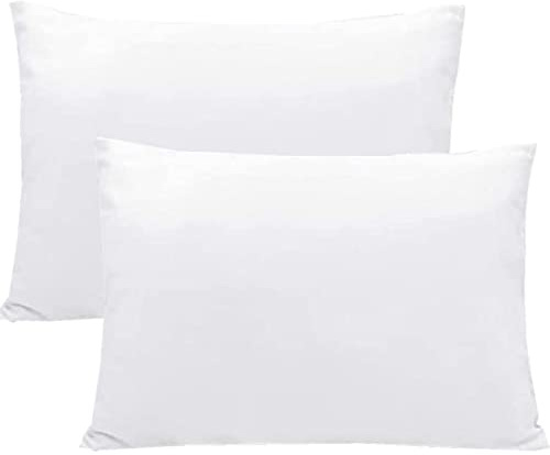 Baby Toddler Pillowcase, Plain Cot Bed Pillow Pair Cases 40 x 60cm, 2 Pack 100% Cotton Soft Pillow Cover for Boys & Girls Bedding, Kids Travel Pillow Pillowcase with Envelope Closure（White）