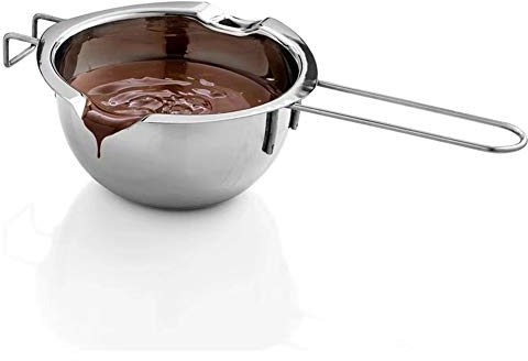 Olla de fusión de doble caldera de acero inoxidable con 400 ml, olla de fusión de chocolate con mango resistente al calor para mantequilla y queso de mantequilla, fabricación de velas