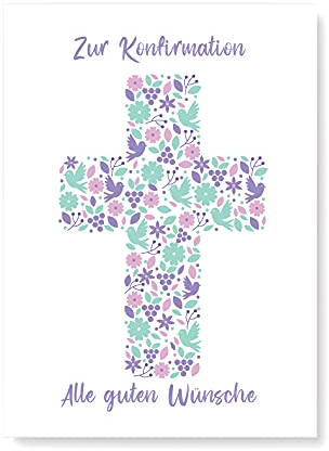 Friendly Fox Karte zur Konfirmation Mädchen, 1x Konfirmationskarte mit Umschlag, Karte Konfirmation Mädchen, DIN A6 Glückwunschkarte Konfirmation