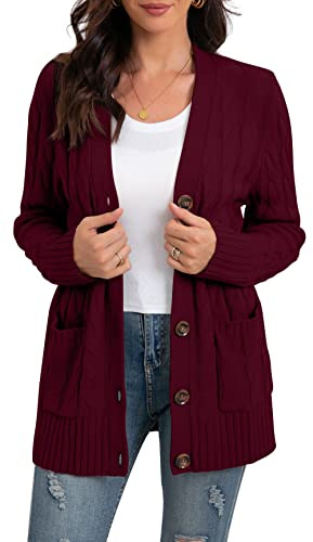 GRECERELLE Cardigan lungo da donna a maglia grossa per fidanzato maglioni cardigan con tasche donna sciolto manica lunga maglieria oversize maglione cardigan per autunno inverno primavera
