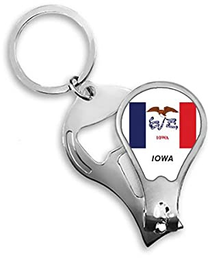 Bandera del Estado Americano Contorno Iowa Fingernail Clipper Cutter Abridor Llavero Tijera