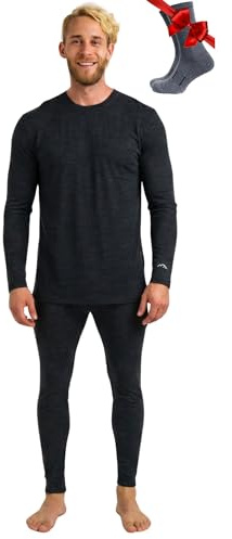Merino.tech 100% sous Vetement Merinos Homme - Haut et Bas + Chaussettes | Sous Couche Merinos Léger, Moyen, Épais, Respirant, Anti-Odeur Naturel, Idéal pour la Randonnée, Ski, Voyage, Non-Irritant
