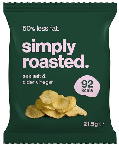 Simply Roasted Sea Salt & Cider Vinegar Crisps | 24 x 21.5g | Multipack Crisps | Triple Cooked Potato Crisps | 50% Less Fat | Under 99 Calories | Gluten & Allergen Free