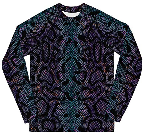 Rashguard Jugend Mädchen, Langarm, Badeshirt, Schwimmshirt, Sonnenschutz, Badebekleidung, Schnelltrocknend, UPF 50+, Rash Top mit Print, Rash Guard Shirt, UV Shutz, Snakeskin, 134-158 cm (10)