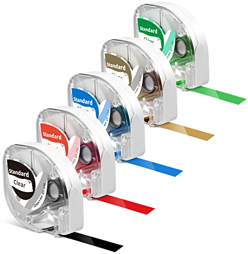 5x Phomemo P12/p12pro/LT12 Etikettenband, 12mm X 4m Farbe auf Transparent, Farbe auf Klar Etiketten FüR Phomemo P12/p12pro/LT12 Etikettiergerät Selbstklebend,Q5-131/132/Q5-133/Q5-1 LabelS