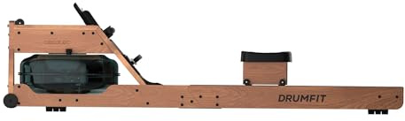 Cecotec Máquina de Remo para Casa - Resistencia de Agua - Acabado en Madera Drumfit Rower 20000 Neptuno Wood. Tanque de 13 L, App, Sillín Ajustable, Pantalla LCD, Soporte Dispositivos, Doble Manillar
