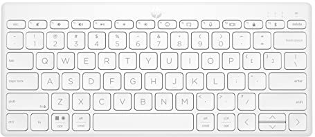 HP 350 Compact Bluetooth Keyboard | White | Connect up to 3 Devices via Bluetooth 5.2 | Multi-OS with SMART Shortcuts | Dictation and Emoji Keys | 2 Years Battery | Made from 60% Recycled Materials