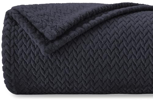 Täcke Pläd Fleece, Sofftäcke 220 x 240 cm - Flanelltäcke Certifierat enligt Oeko-TEX®, Mjukt och lätt, Plysch, För säng, soffa, resor, camping, Blå